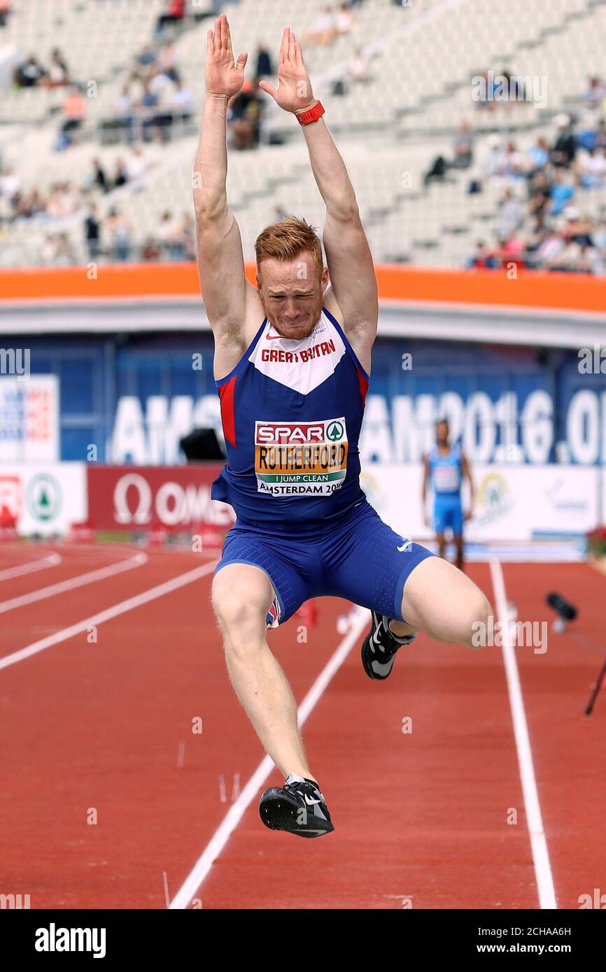 Great Britain's Greg Rutherford in action in the long jump during day ...