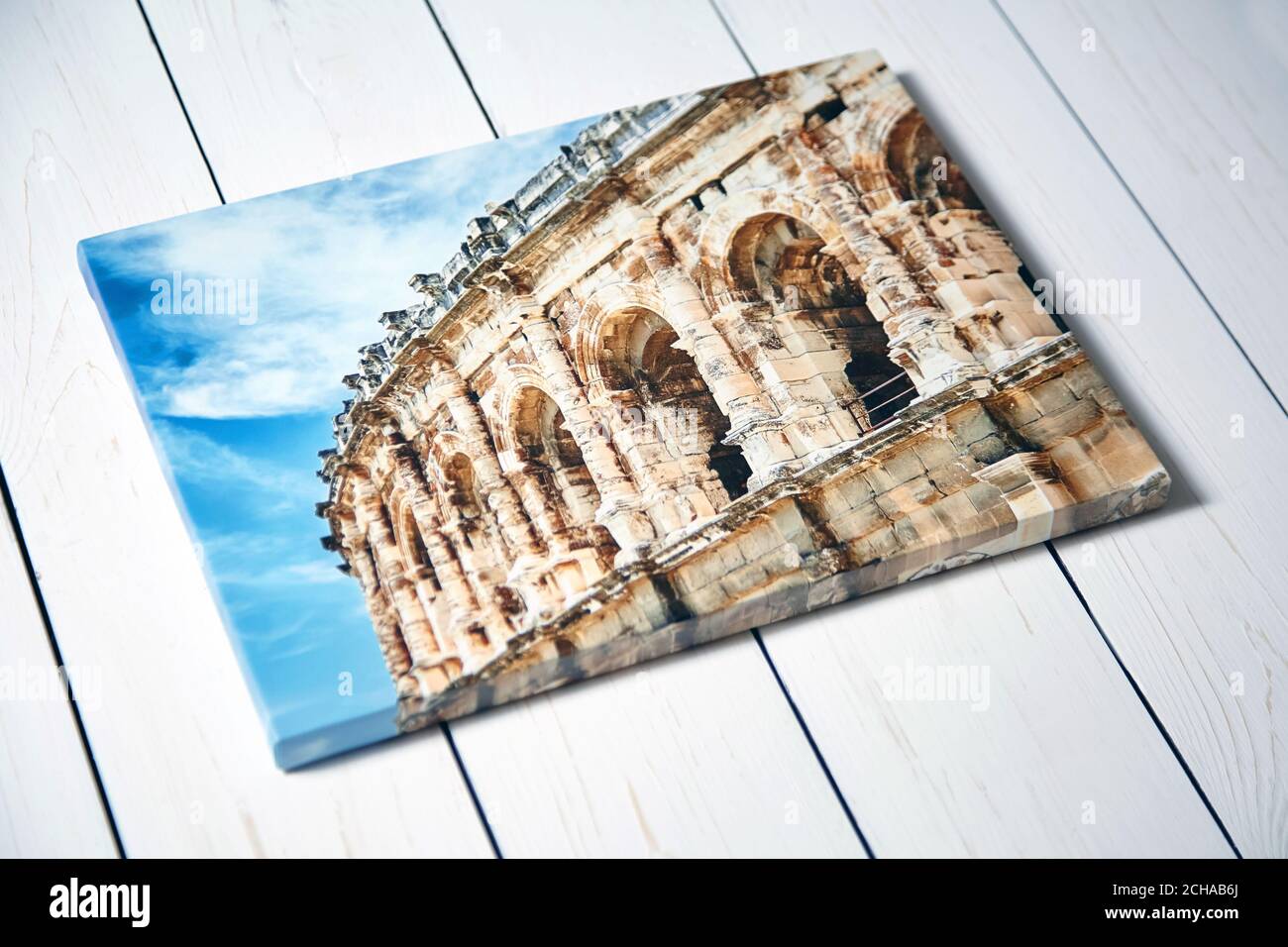 Canvas print. Photo with gallery wrap method of canvas stretching on