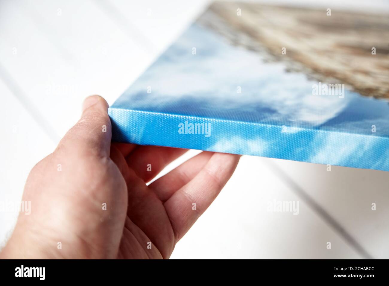 Canvas print. Photo with gallery wrap method of canvas stretching on