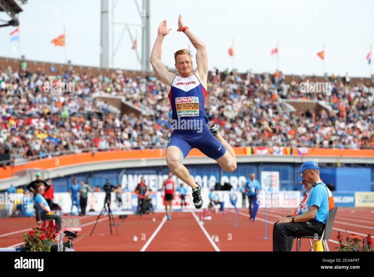 Great Britian's Greg Rutherford competing in the Men's Long Jump Final ...