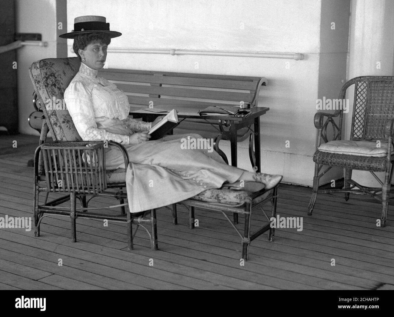 Queen Mary resting aboard the 'Medina'. Stock Photo
