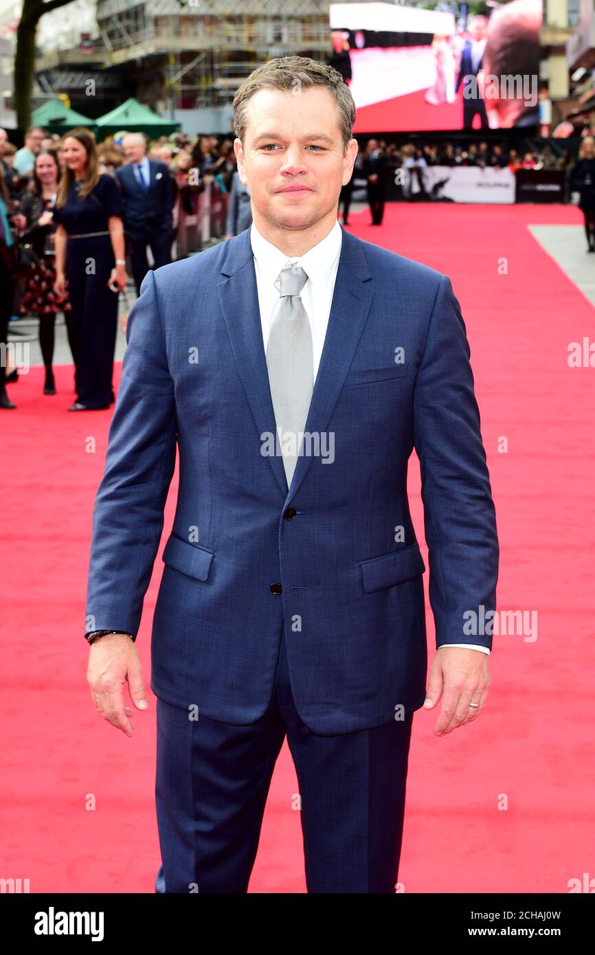 Matt Damon attending the European premiere of Jason Bourne held at Odeon Cinema in Leicester Square, London. Stock Photo