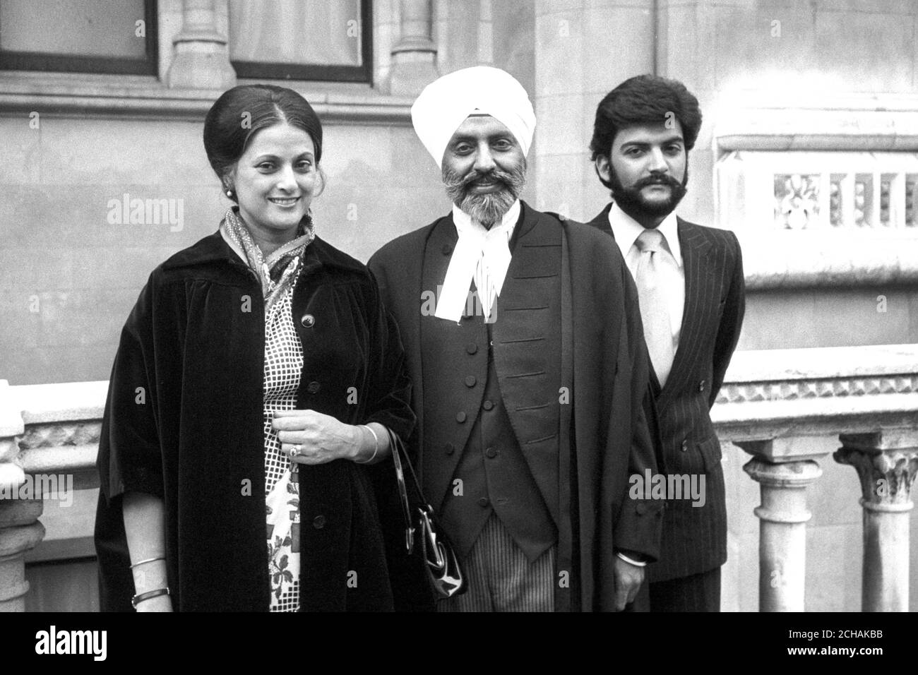 England's first Sikh judge, Mota Singh QC, with his wife Swaran and son