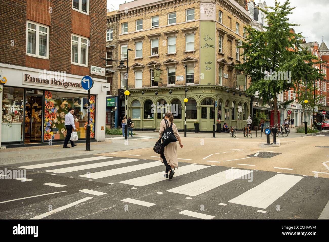 London- September 2020: Marylebone High Street / Marylebone Village. An attractive area of high end and independent shops in an upmarket area. Stock Photo