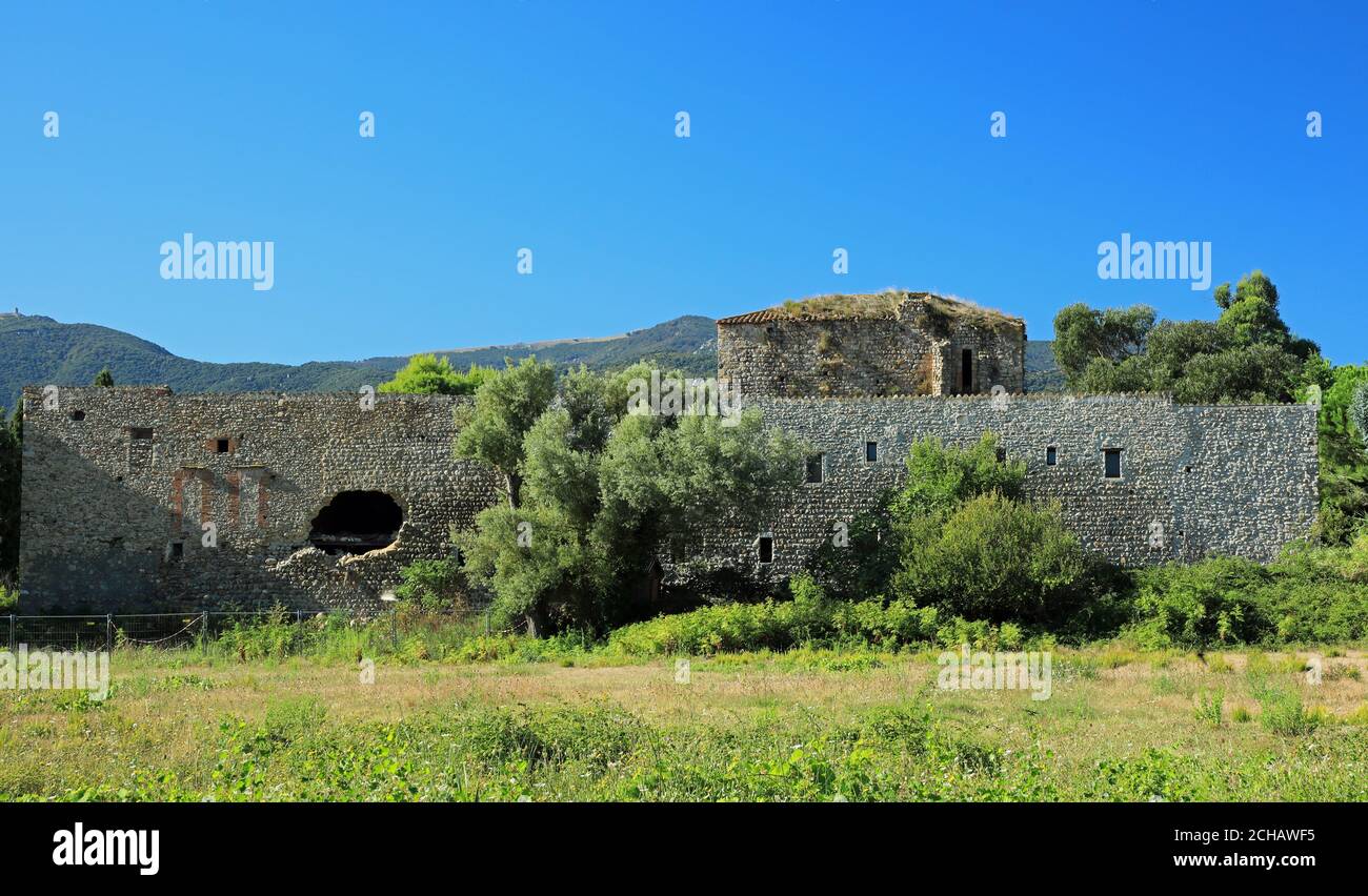 Tour Pujol with collapsed exterior wall section, Argeles Sur Mer Stock Photo