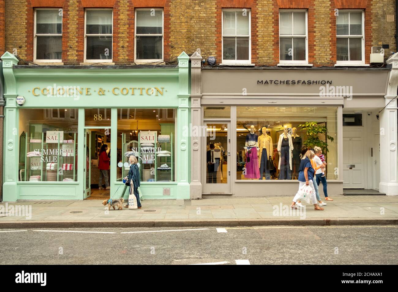 London- September 2020: Marylebone High Street / Marylebone Village. An attractive area of high end and independent shops in an upmarket area. Stock Photo