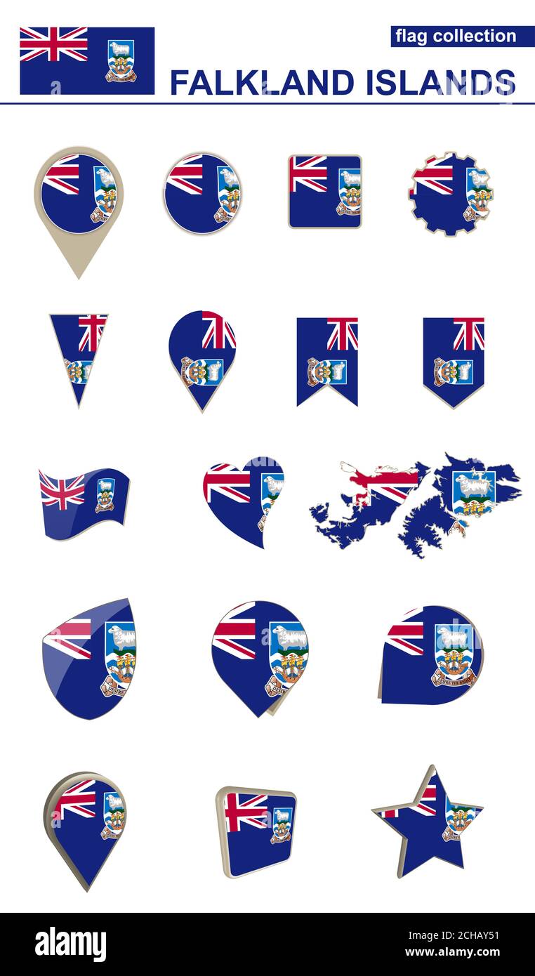 Falkland Islands Flag Collection Big Set For Design Vector Illustration Stock Vector Image 0659