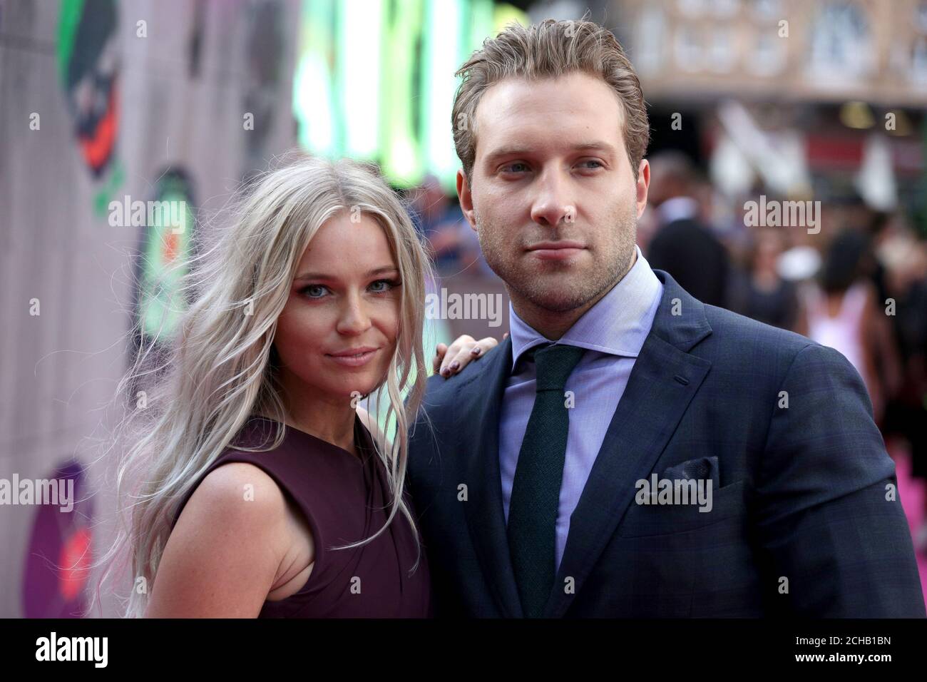 Jai Courtney and girlfriend Mecki Dent arriving for the Suicide Squad European Premiere, at the Odeon Leicester Square, London. Stock Photo