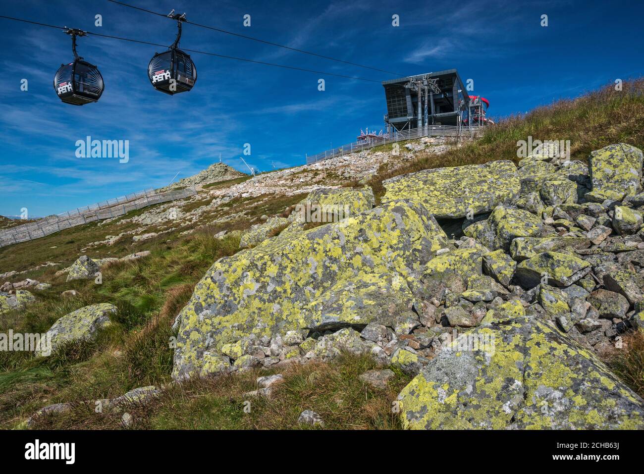 Chopok cable car, Rotunda station, lichens on rocks, Low Tatras (Nizke ...