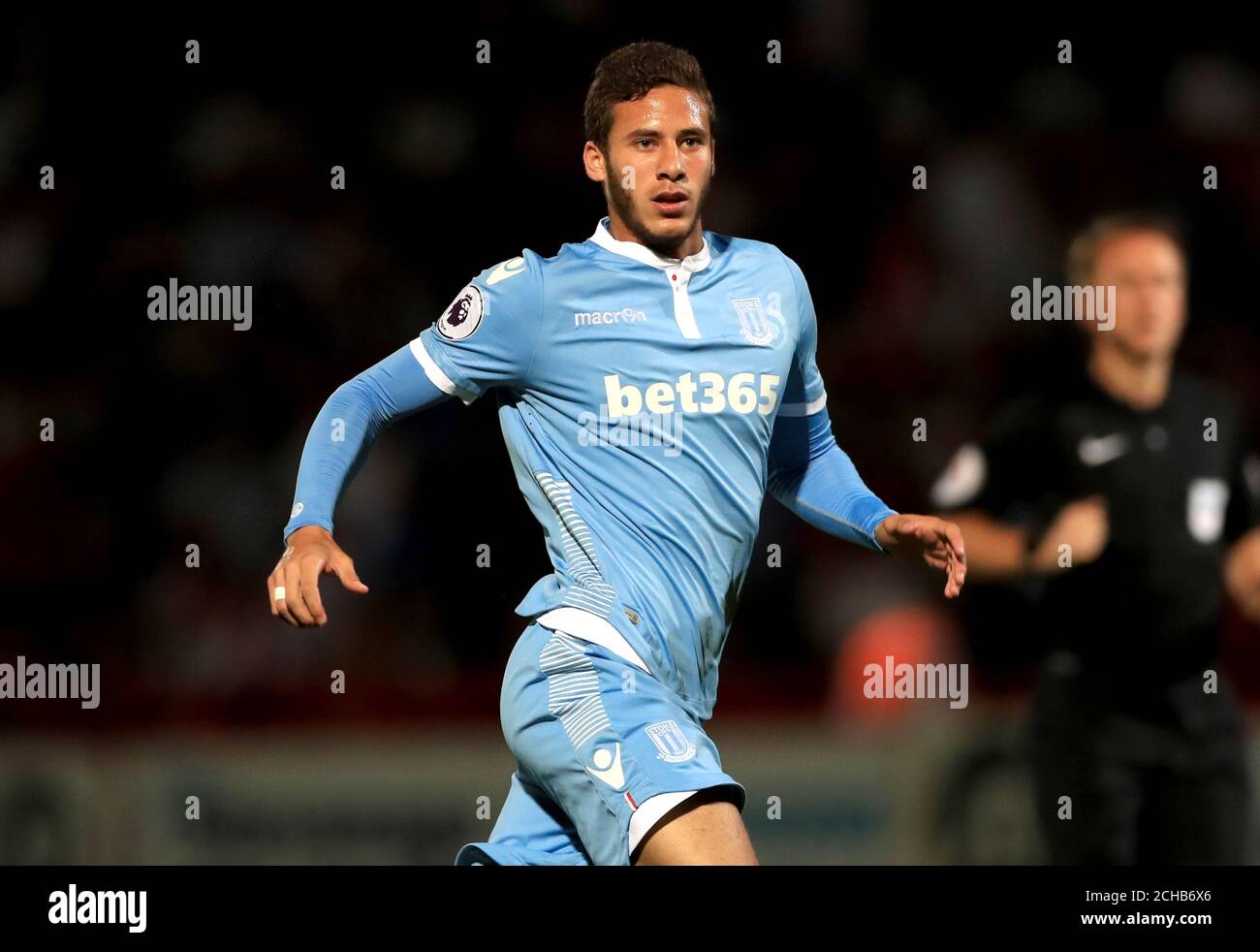 Stoke City's Ramadan Sobhi during the EFL Cup, Second Round match at the Lamex Stadium, Stevenage. PRESS ASSOCIATION Photo. Picture date: Tuesday August 23, 2016. See PA story SOCCER Stevenage. Photo credit should read: Tim Goode/PA Wire. RESTRICTIONS: EDITORIAL USE ONLY No use with unauthorised audio, video, data, fixture lists, club/league logos or 'live' services. Online in-match use limited to 75 images, no video emulation. No use in betting, games or single club/league/player publications. Stock Photo