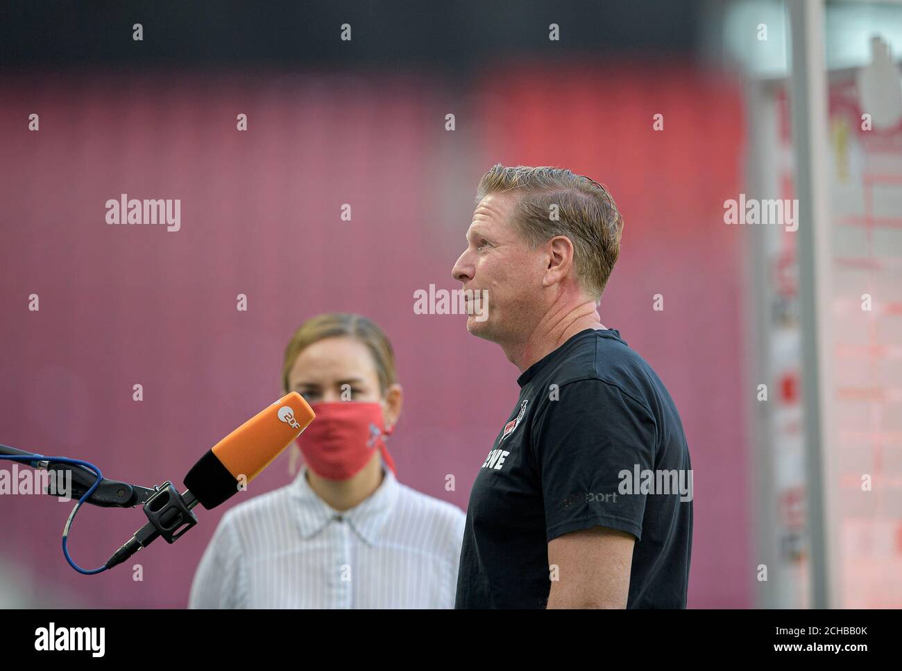 coach Markus GISDOL (K) during a TV interview, ZDF, television, football DFB Pokal 1st round, VSG Altglienicke - FC Cologne (K) 0: 6, on September 12, 2020 in Koeln/Germany. Â | usage worldwide Stock Photo