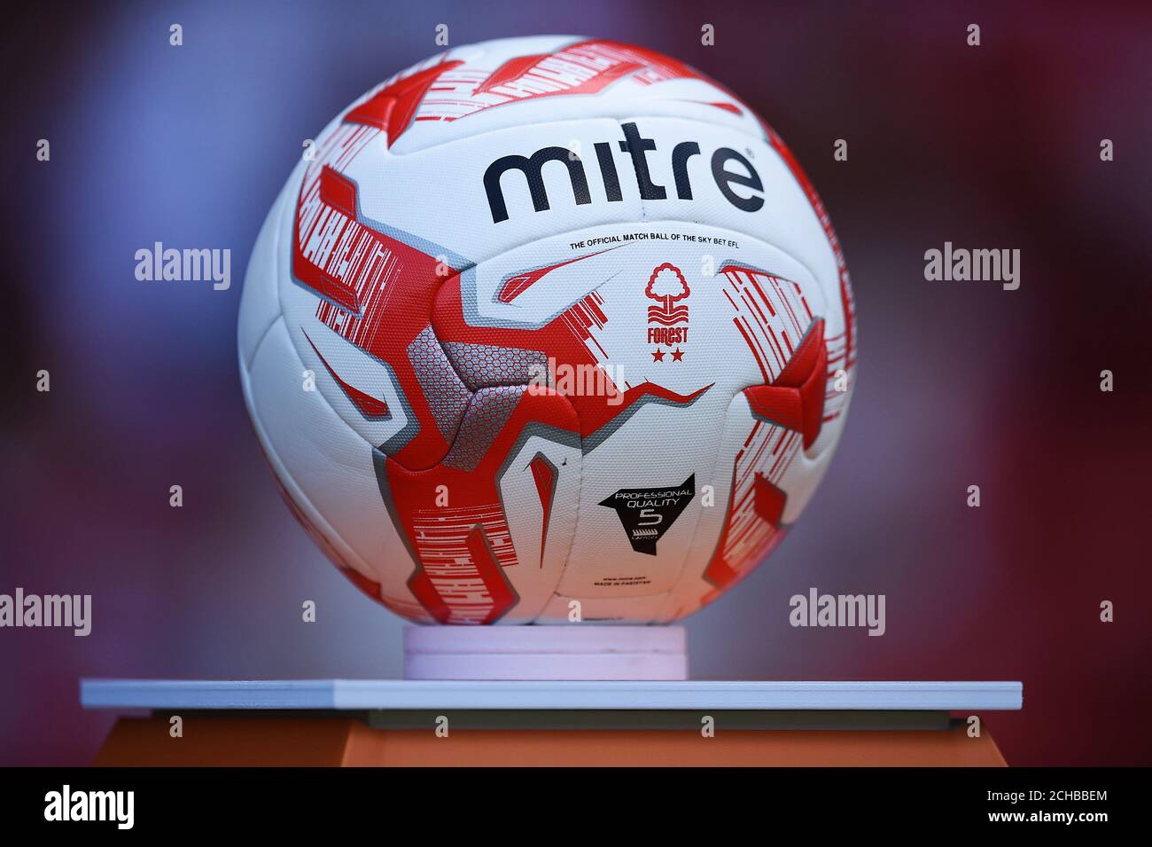 A view on an official Mitre Nottingham Forest match ball. Stock Photo