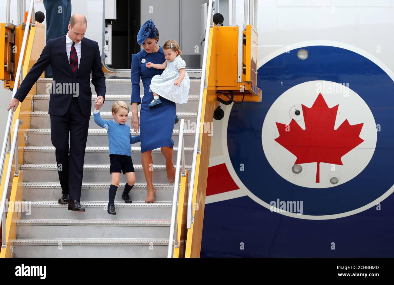 The Duke and Duchess of Cambridge with Princess Charlotte and Prince George as they arrive at Victoria International Airport on the first day of the Royal Tour to Canada. PRESS ASSOCIATION Photo. Picture date: Saturday September 24, 2016. See PA story ROYAL Canada. Photo credit should read: Andrew Milligan/PA Wire Stock Photo