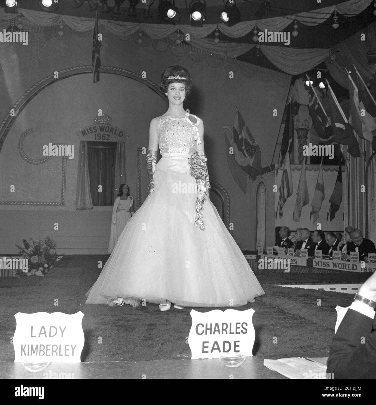 Miss Germany Anita Steffen wears an evening dress in the first round of the Miss World contest at the Lyceum Ballroom. Stock Photo