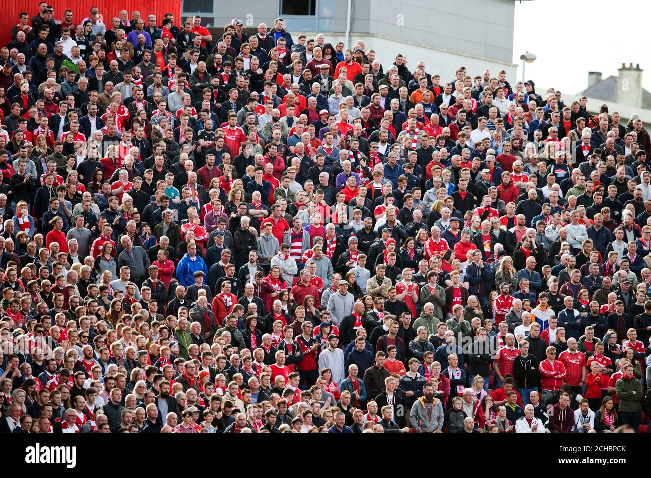 Aberdeen fans in the stands at Pittodrie Stadium Stock Photo
