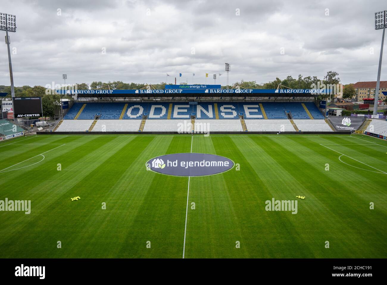 Odense, Denmark. 13th Sep, 2020. The stadium Nature Energy Park is ready  for the 3F Superliga