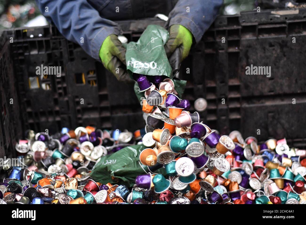Nespresso demonstrate how they recycle the used aluminium coffee