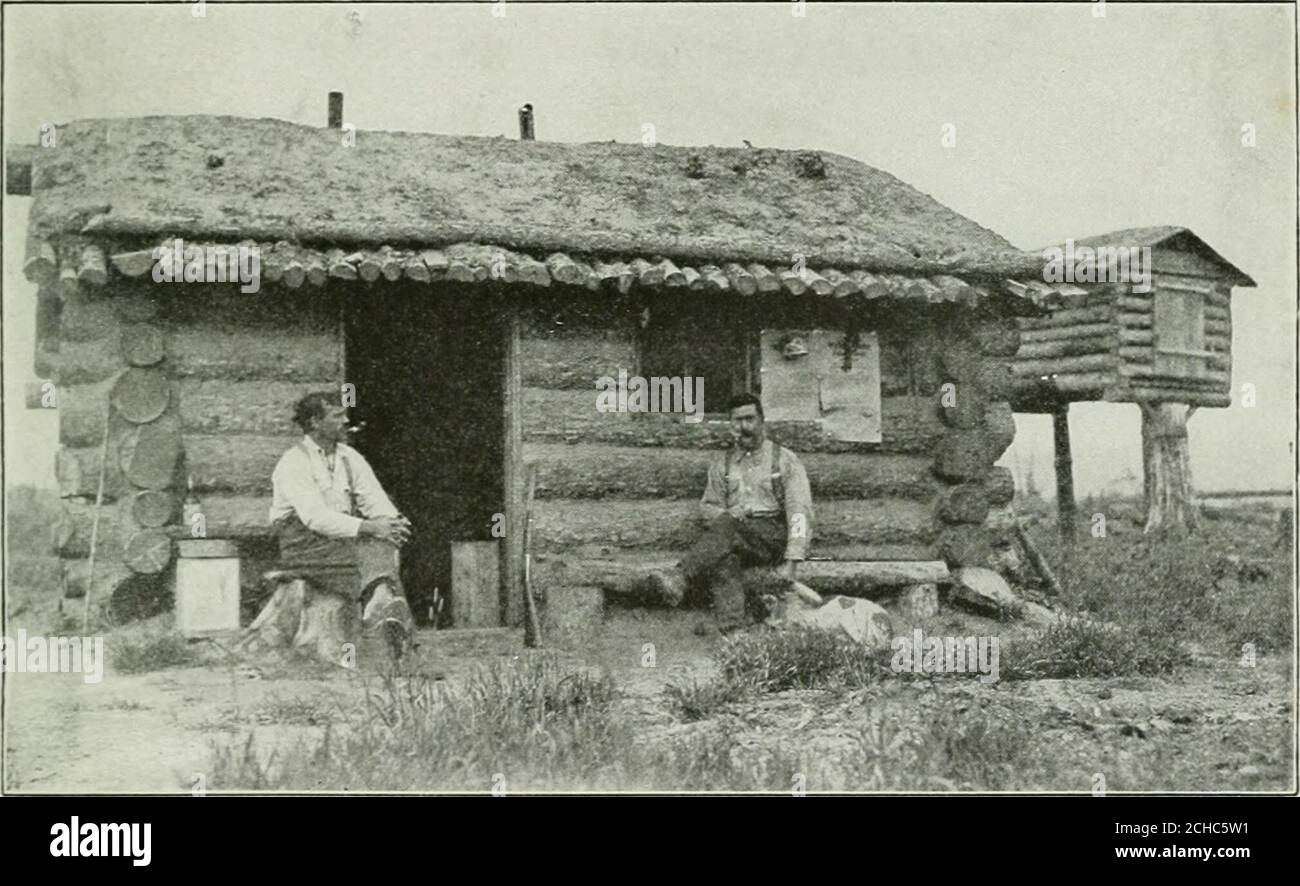 . On the headwaters of Peace River : a narrative of a thousand-mile canoe trip to a little-known range of the Canadian Rockies . Indian graveyard at Fort Grahame.. GlB?5ilN&gt; PLACE jrST AHi)E FlNLAV IOkKS BACK TO FINLAY FORKS 249 structures, made of whip-sawed boards and paintedgreen and white. A cross at the head of most of thegraves indicates the nominal behef of those who restbeneath. The impression the spot made on me wassorrowful, particularly when I thought of the wildnessof the place and the inevitable fate of the tribe whomade it; yet I suppose the feeling was illogical. Surelythe r Stock Photo