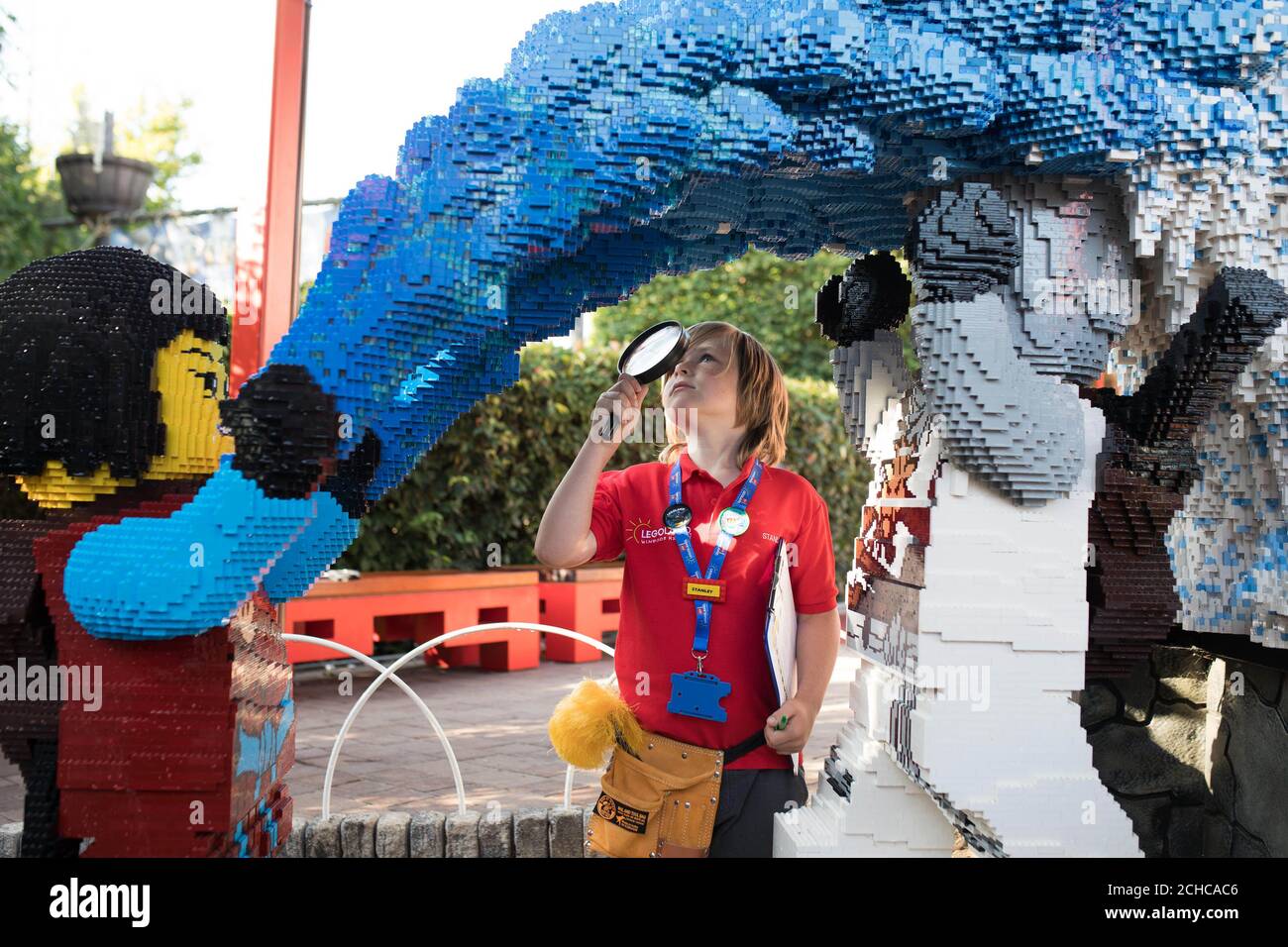 EDITORIAL USE ONLY Stanley Bolland, six, from Hampshire, undertakes some work experience as a 'Model Maker' at the Legoland Windsor Resort in Berkshire, after writing a letter applying for a job he saw advertised at the attraction in his local newspaper. PRESS ASSOCIATION. Issue date: Sunday September 3, 2017. Photo credit should read: David Parry/PA Wire  Stock Photo