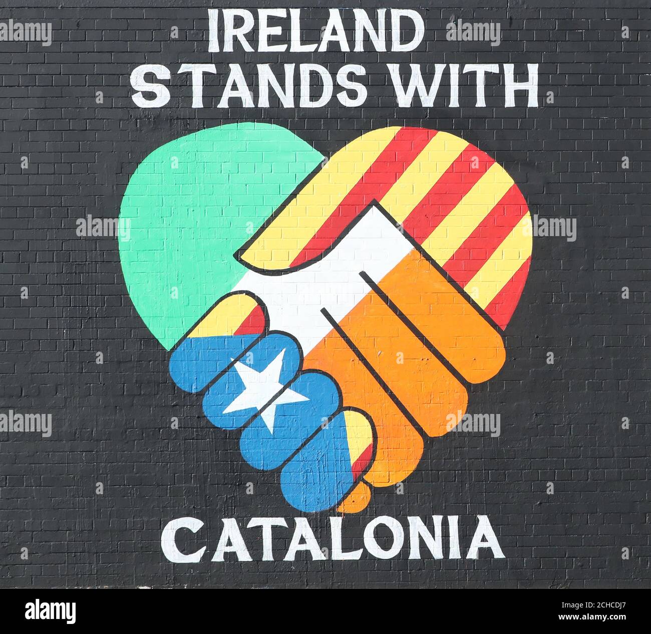 A new pro Catalan independence mural on Belfast's Falls road. Stock Photo