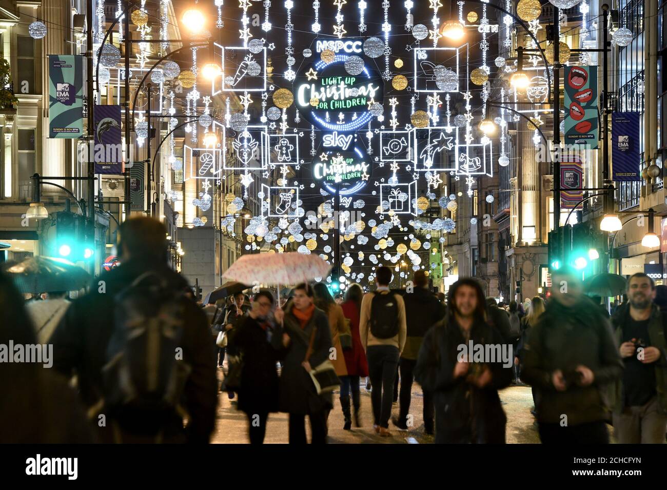 Crowds oxford street christmas lights switch on central london hires