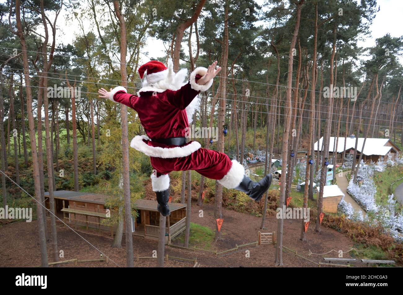 Santa jumps from the top of The Drop, a 15metre tall tower which has