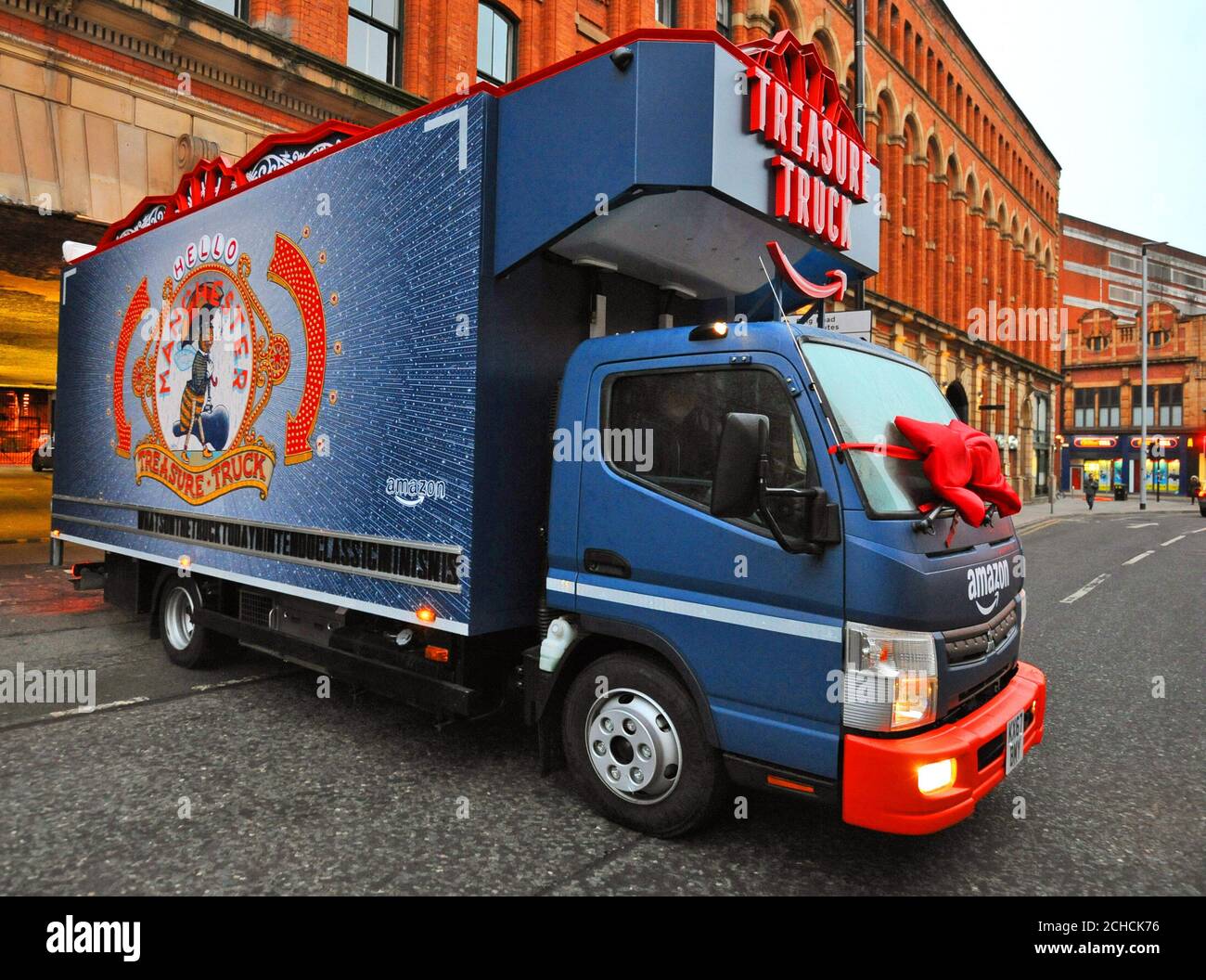 Amazon Treasure Truck launches in the UK with the sought-after Nintendo  Classic Mini: Super Nintendo Entertainment System at Portland Street,  Manchester Stock Photo - Alamy