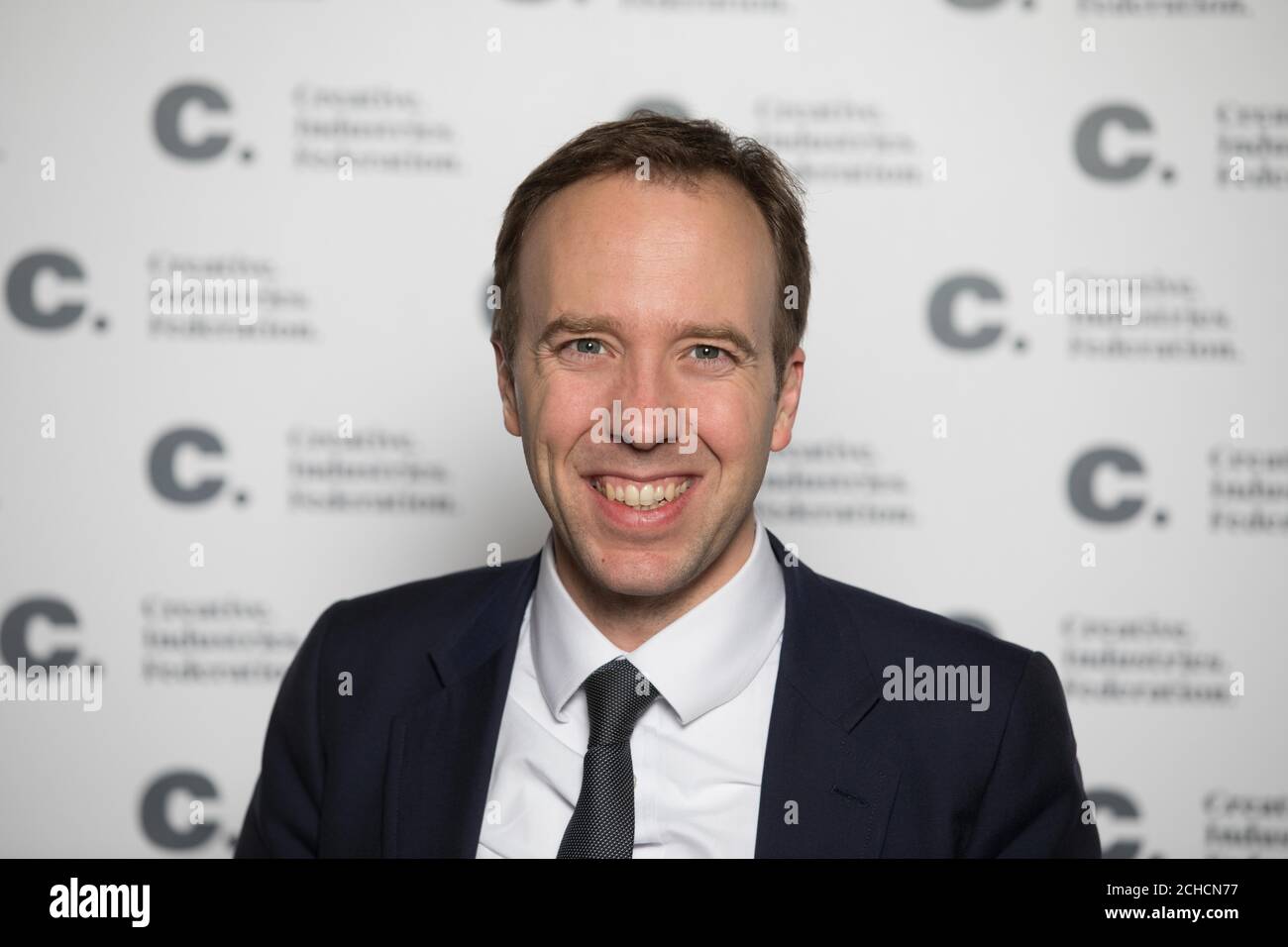 Newly appointed Secretary of State for Digital, Culture, Media and Sport Matt Hancock attends the Creative Industries Federation's third birthday party at the Natural History Museum, London. PRESS ASSOCIATION. Photo. Picture date: Tuesday January 9, 2018. The evening featured the launch of Circus 250, a year-long, nationwide celebration of the 250th anniversary of the Circus, including a strong woman and aerial acrobatics. Photo credit should read: David Parry/PA Wire Stock Photo
