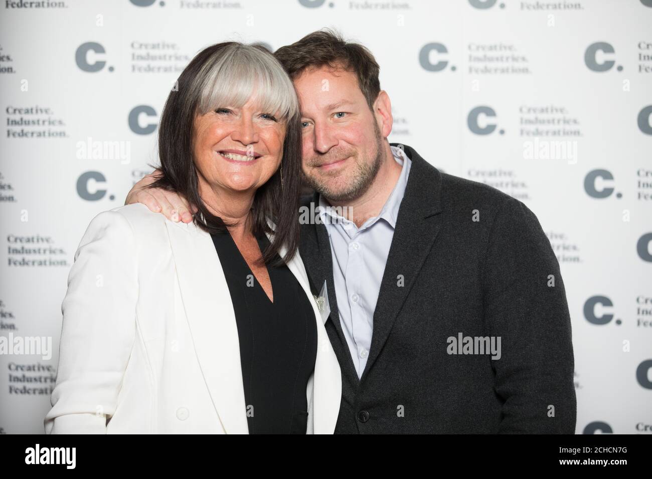 EDITORIAL USE ONLY Sandy Shaw and Ed Vaizey attend the Creative Industries Federation's third birthday party at the Natural History Museum, London. PRESS ASSOCIATION. Photo. Picture date: Tuesday January 9, 2018. The evening featured the launch of Circus 250, a year-long, nationwide celebration of the 250th anniversary of the Circus, including a strong woman and aerial acrobatics. Photo credit should read: David Parry/PA Wire  Stock Photo
