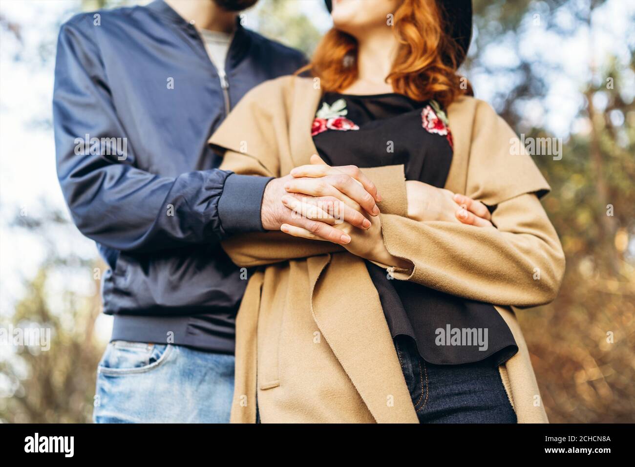 Happy young romantic couple spend time together outdoor Stock Photo - Alamy