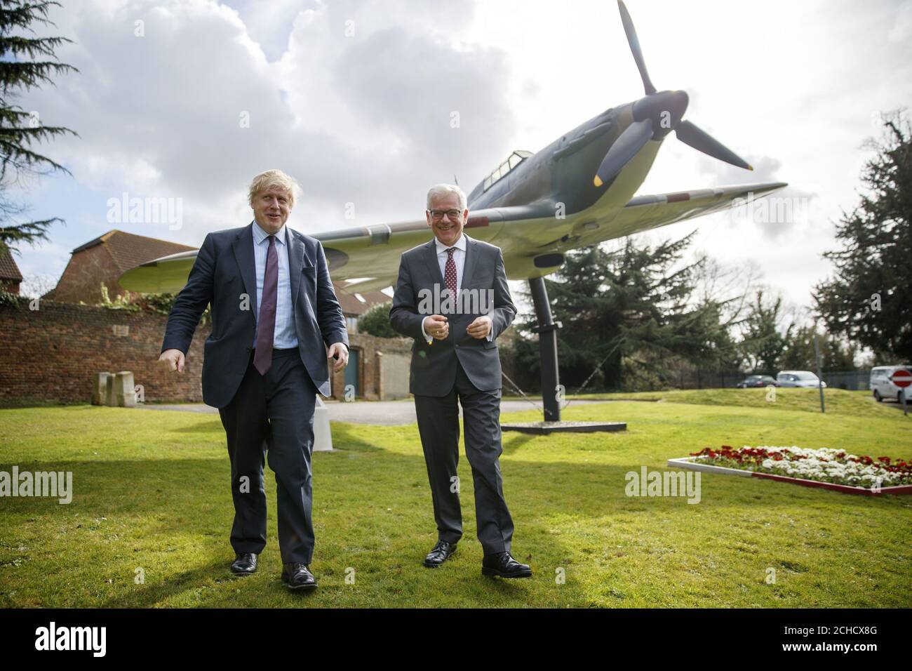 Foreign Secretary Boris Johnson as he joins the Polish foreign minister Jacek Czaputowicz at the Battle of Britain Bunker in Uxbridge. Stock Photo