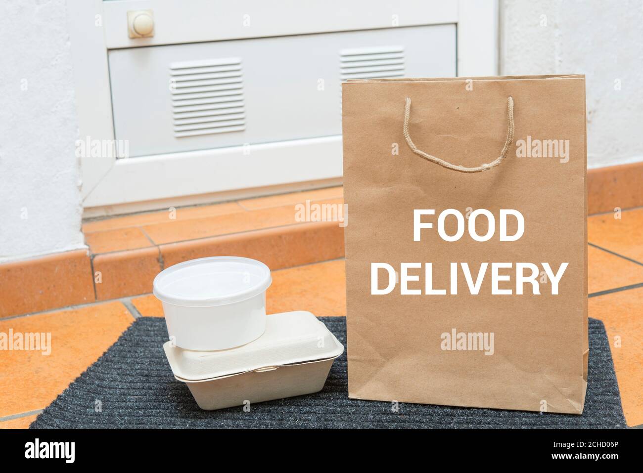 home delivery service, boxes standing by the house doors Stock Photo ...