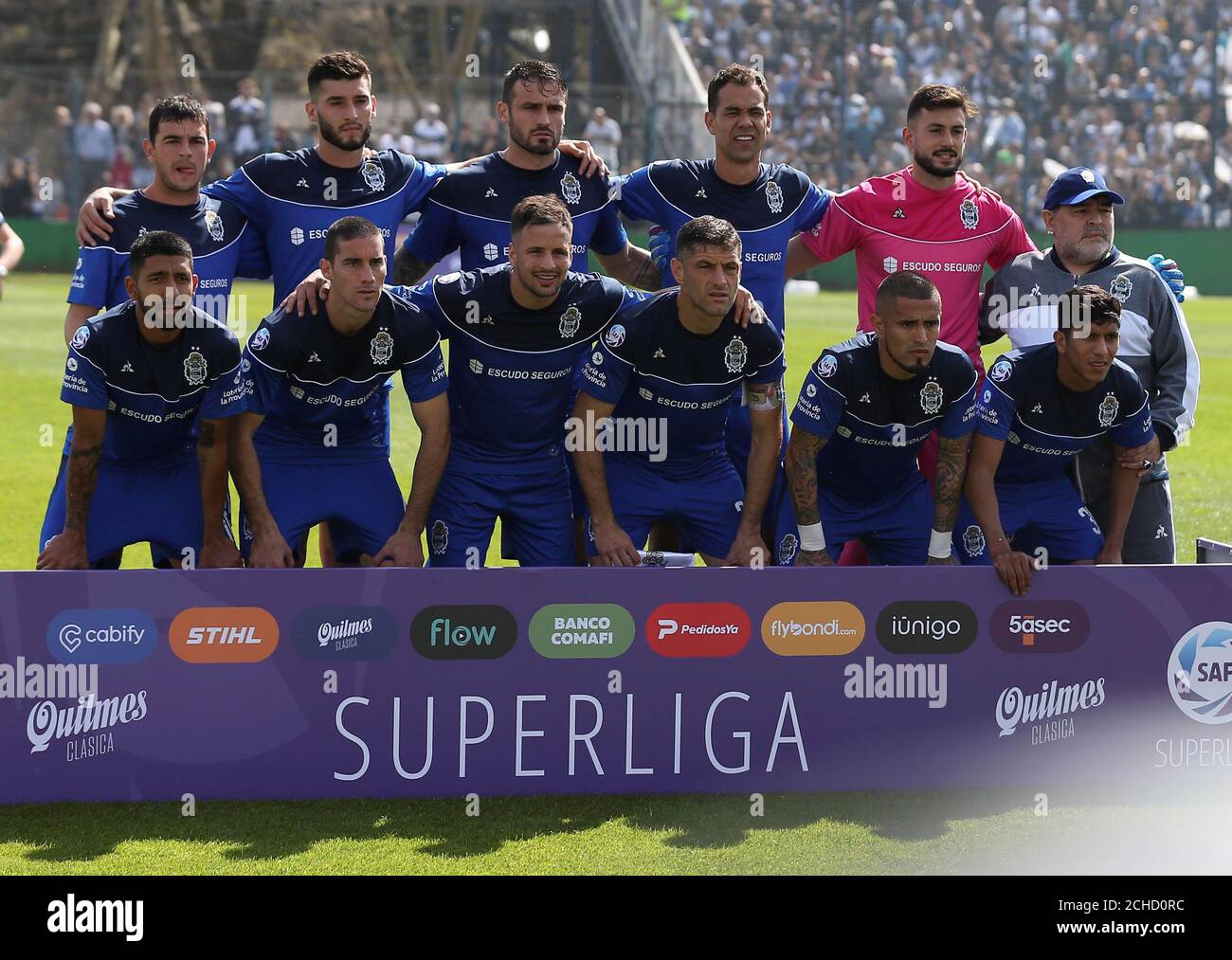 Soccer Football Superliga Gimnasia Y Esgrima V Racing Club Juan Carmelo Zedillo Stadium La Plata Argentina September 15 19 Gimnasia Y Esgrima Players And Coach Diego Maradona Pose Soccer Football Superliga Gimnasia Y Esgrima V Racing Club Juan Carmelo Zedillo Stadium La Plata Argentina September 15 19 Gimnasia Y Esgrima Players And Coach Diego Maradona Pose