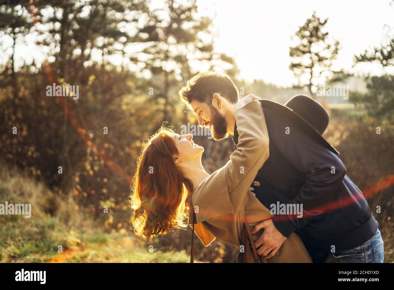 Happy young romantic couple spend time together outdoor Stock Photo - Alamy