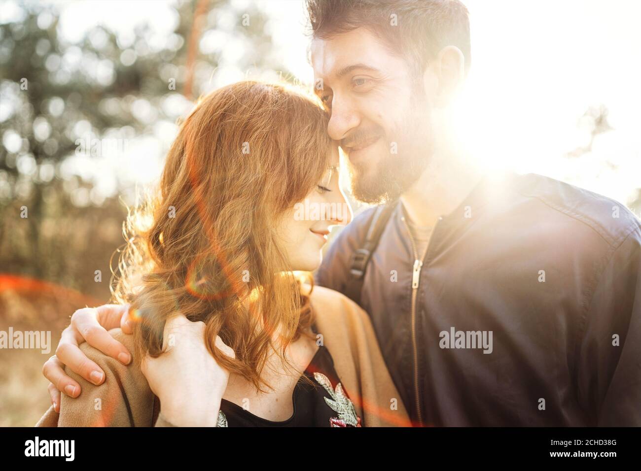 Happy young romantic couple spend time together outdoor Stock Photo - Alamy