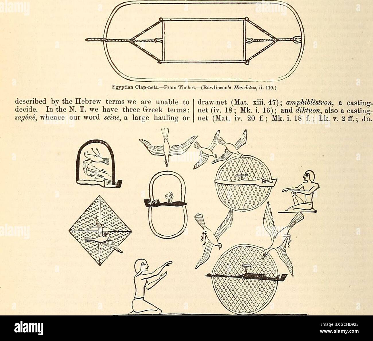 A comprehensive dictionary of the Bible . Egyptian Net-trBps for  birds.From Beni Hassan.(R&wlinsona Herodottti, it 110.) NET NET 709 xxi.  6 ff.). The net was used for fishing and hunt-ing. The