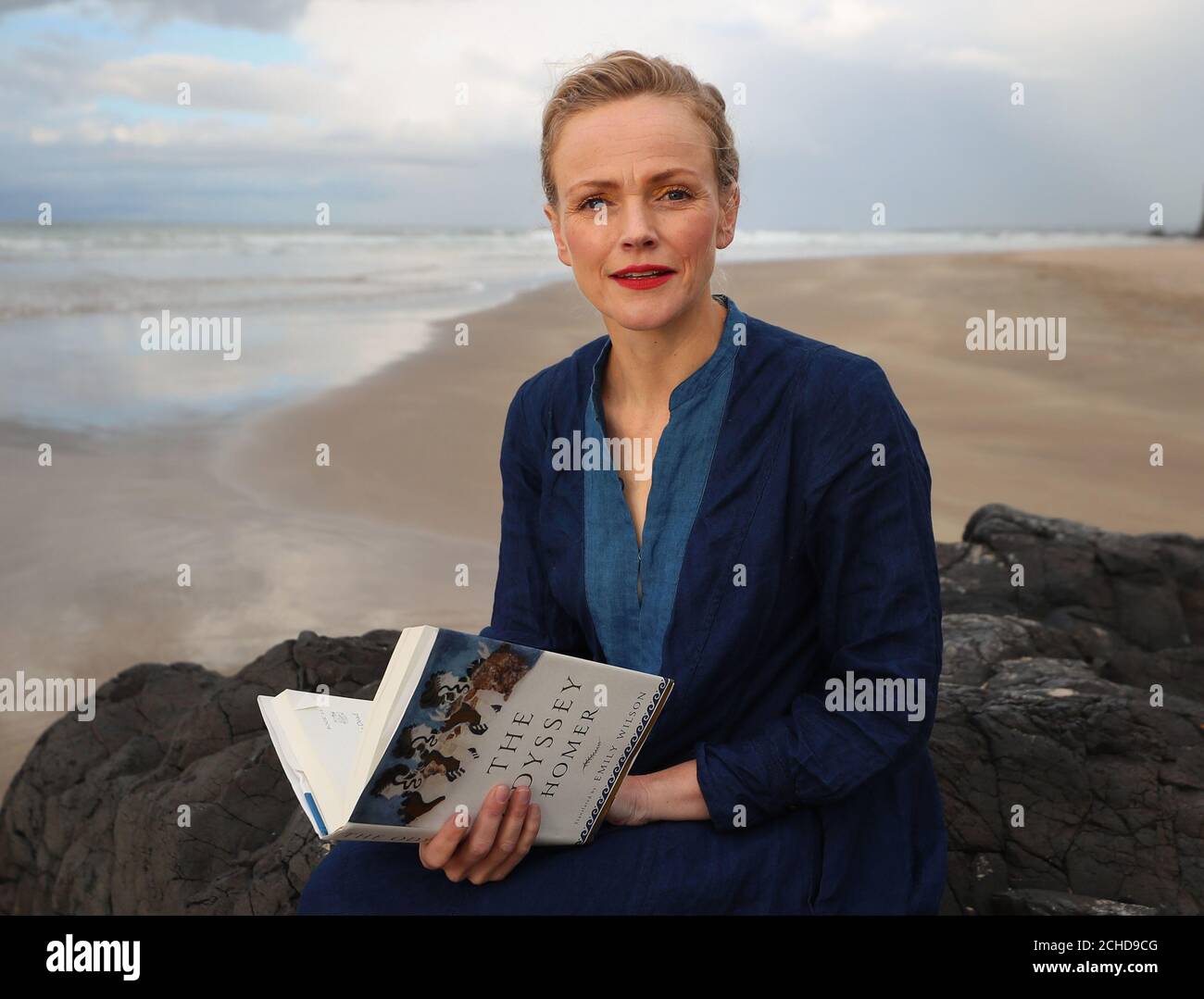 EDITORIAL USE ONLY  Actress Maxine Peake reads HomerÕs The Odyssey on day one of this yearÕs Arts Over BordersÕ Frielfest, at Downhill Beach, Co Derry-Londonderry. Stock Photo