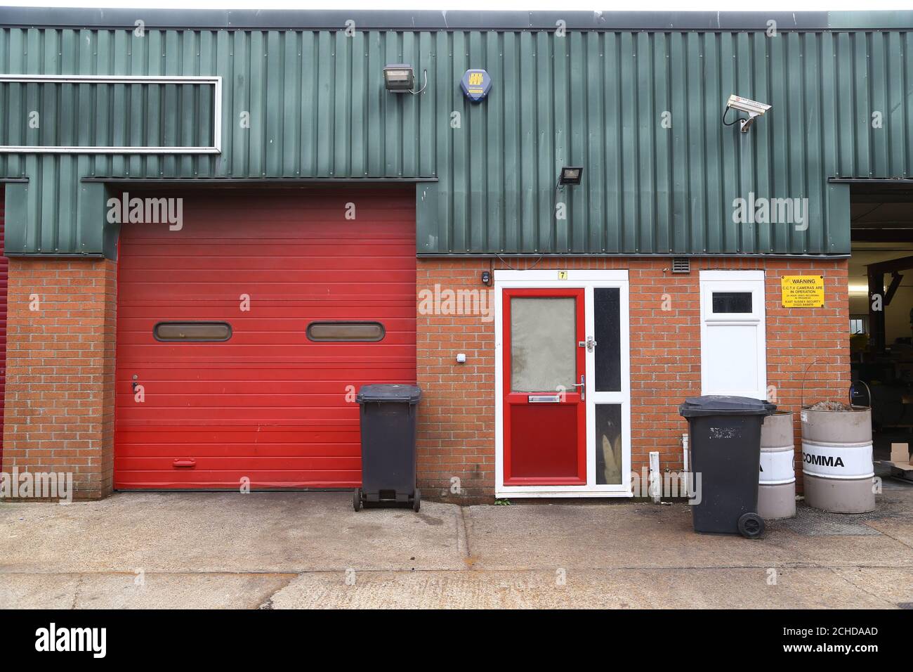The industrial unit in Hailsham, near Eastbourne in East Sussex, where police say that they have discovered a 'sophisticated' illegal gun factory during a raid by the National Crime Agency at the weekend. Stock Photo