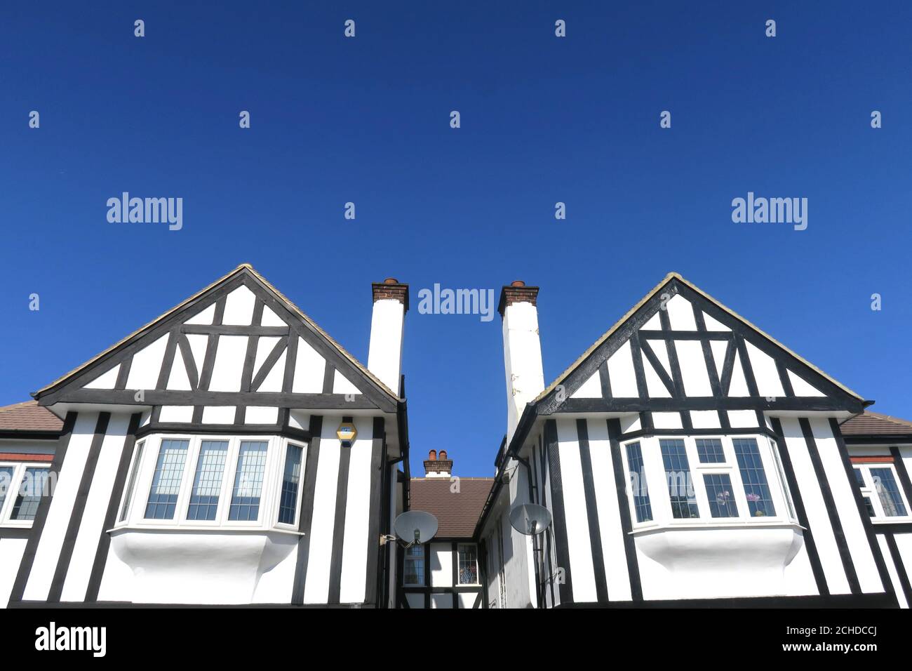 Mock Tudor houses in the North Western London suburb of Barnet Stock Photo