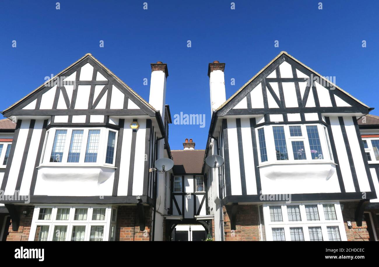 Mock Tudor houses in the North Western London suburb of Barnet Stock Photo
