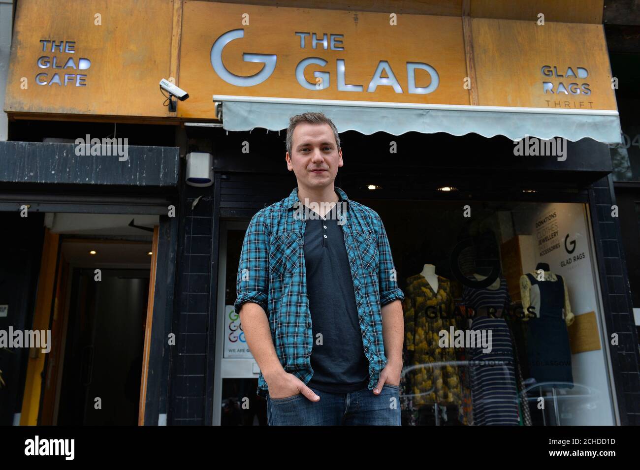 Joe Smillie representing The Glad Cafe, Avenue 77, Glasgow, one of the 38 high streets shortlisted in the Great British High Street Awards 2018, which is sponsored by Visa and being run by the Ministry of Housing, Communities & Local Government. Stock Photo