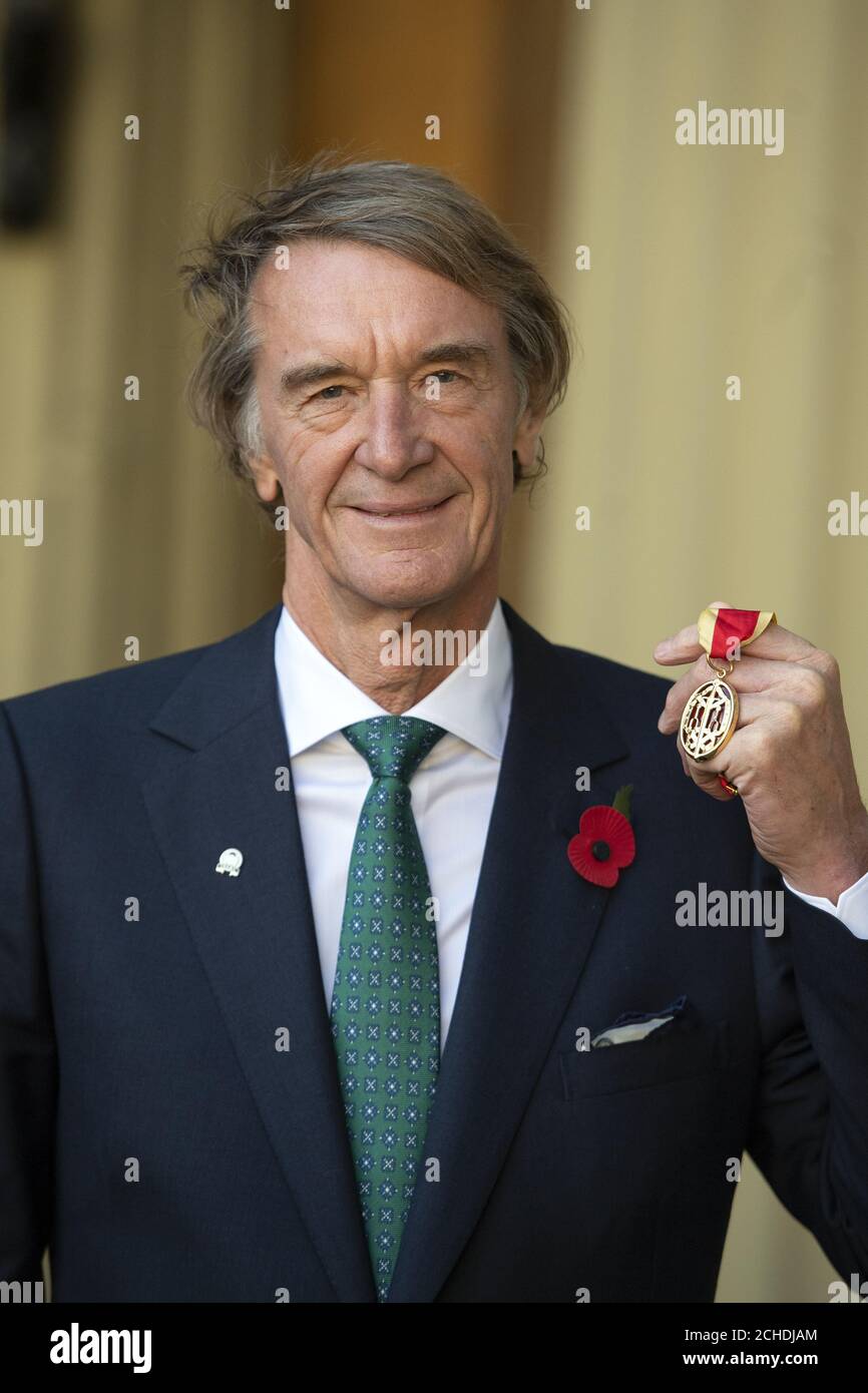Sir James Ratcliffe, Chairman and Chief Executive Officer of Ineos Chemicals Group, after receiving the Honour of Knighthood for services to business and investment in an Investiture ceremony at Buckingham Palace, London. Stock Photo