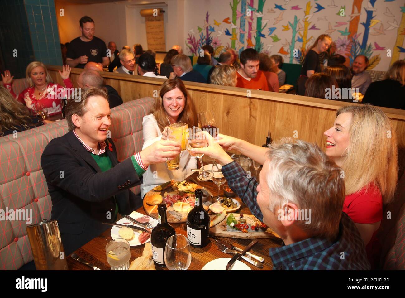 EDITORIAL USE ONLY (Left to right) Darren and Gosia McDonald, Steven Jones and Sarah Orton attend the official reopening of Zizzi's Salisbury restaurant, eight months after it was caught up in the poisoning of a former Russian intelligence officer and his daughter. Stock Photo