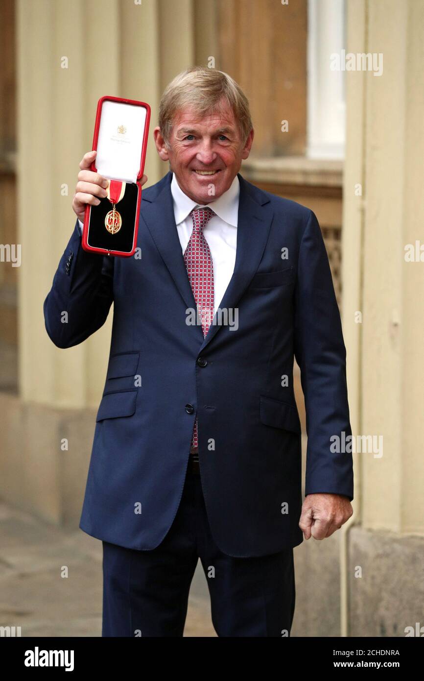 Liverpool legend Sir Kenny Dalglish after being knighted at an investiture ceremony at Buckingham Palace, London. Stock Photo