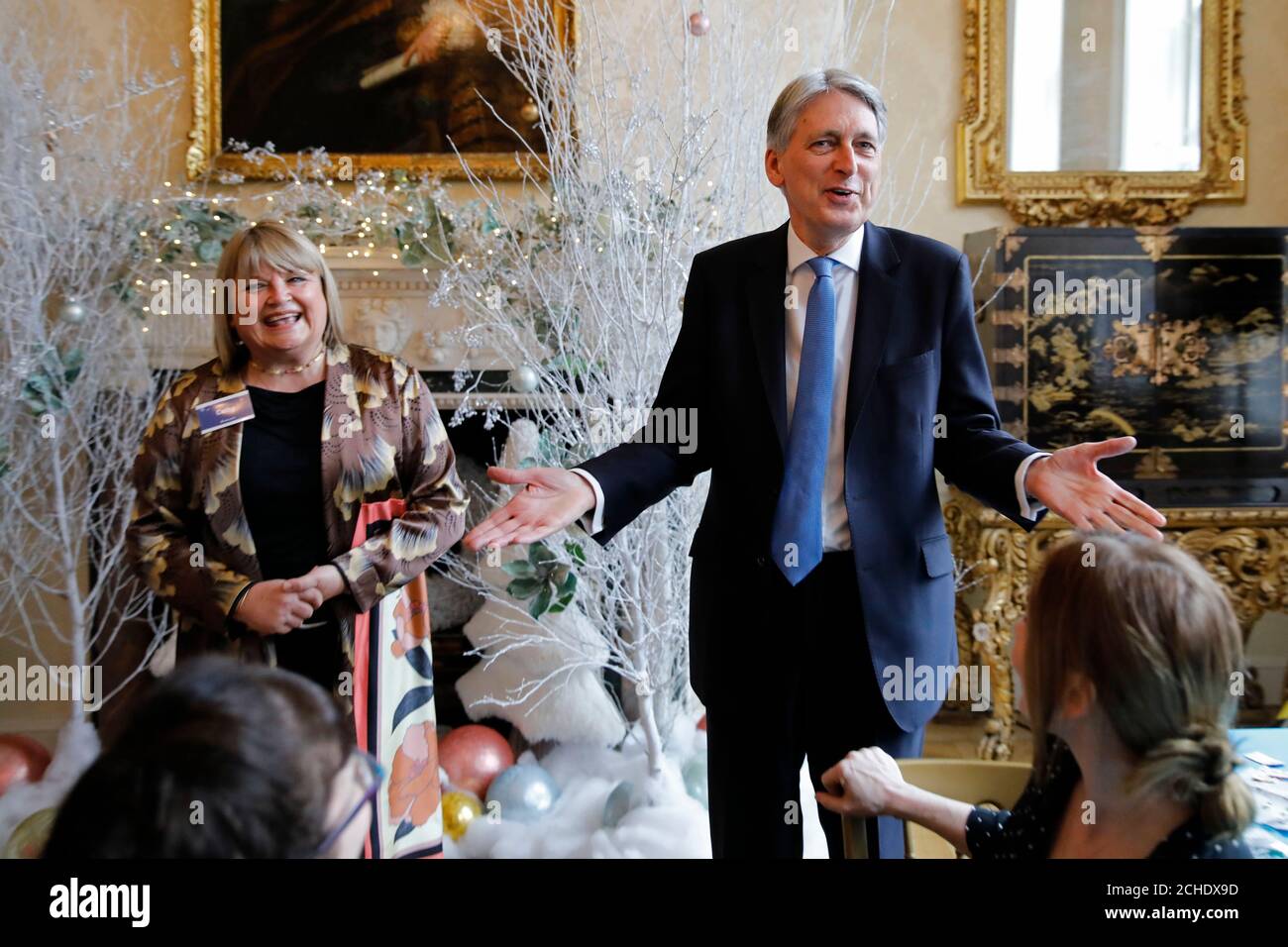 Chancellor Philip Hammond hosts a Christmas party for guests of the Starlight Children's Foundation at 11 Downing Street, London. Stock Photo