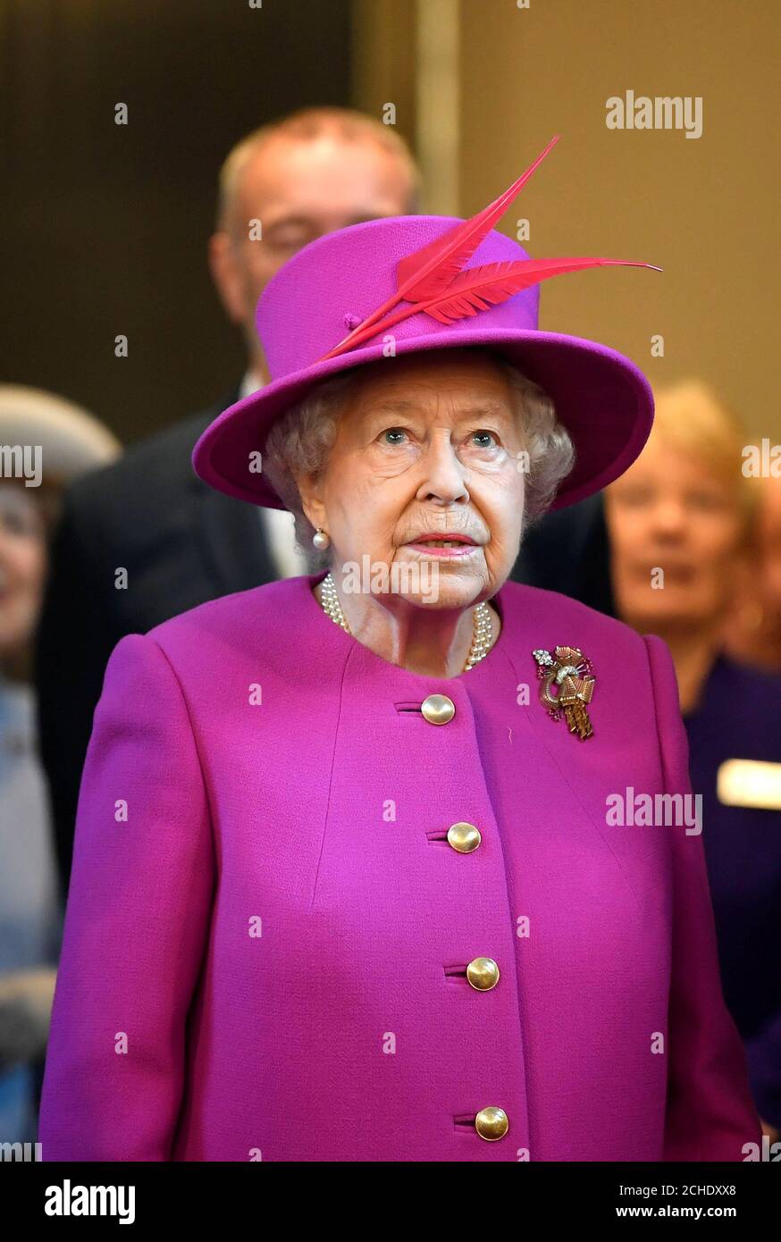 Queen Elizabeth II, during a visit to The Honourable Society of Lincoln's Inn in London to officially open its new teaching facility, the Ashworth Centre and relaunch its recently renovated Great Hall. Stock Photo