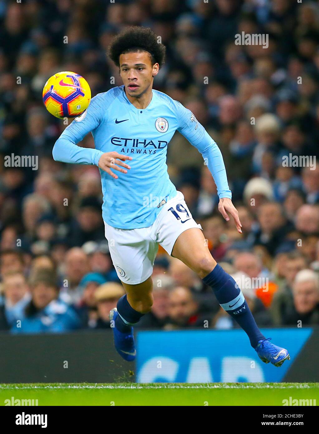 Manchester City's Leroy Sane during the Premier League match at the Etihad Stadium, Manchester. Stock Photo