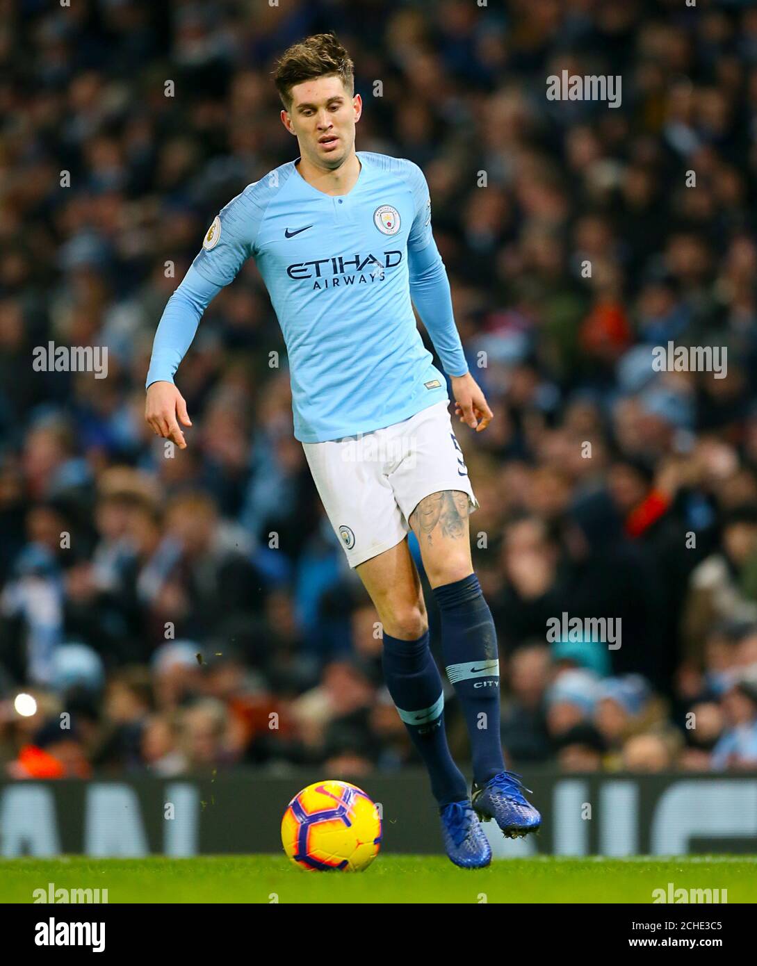 Manchester City's John Stones during the Premier League match at the Etihad Stadium, Manchester. Stock Photo