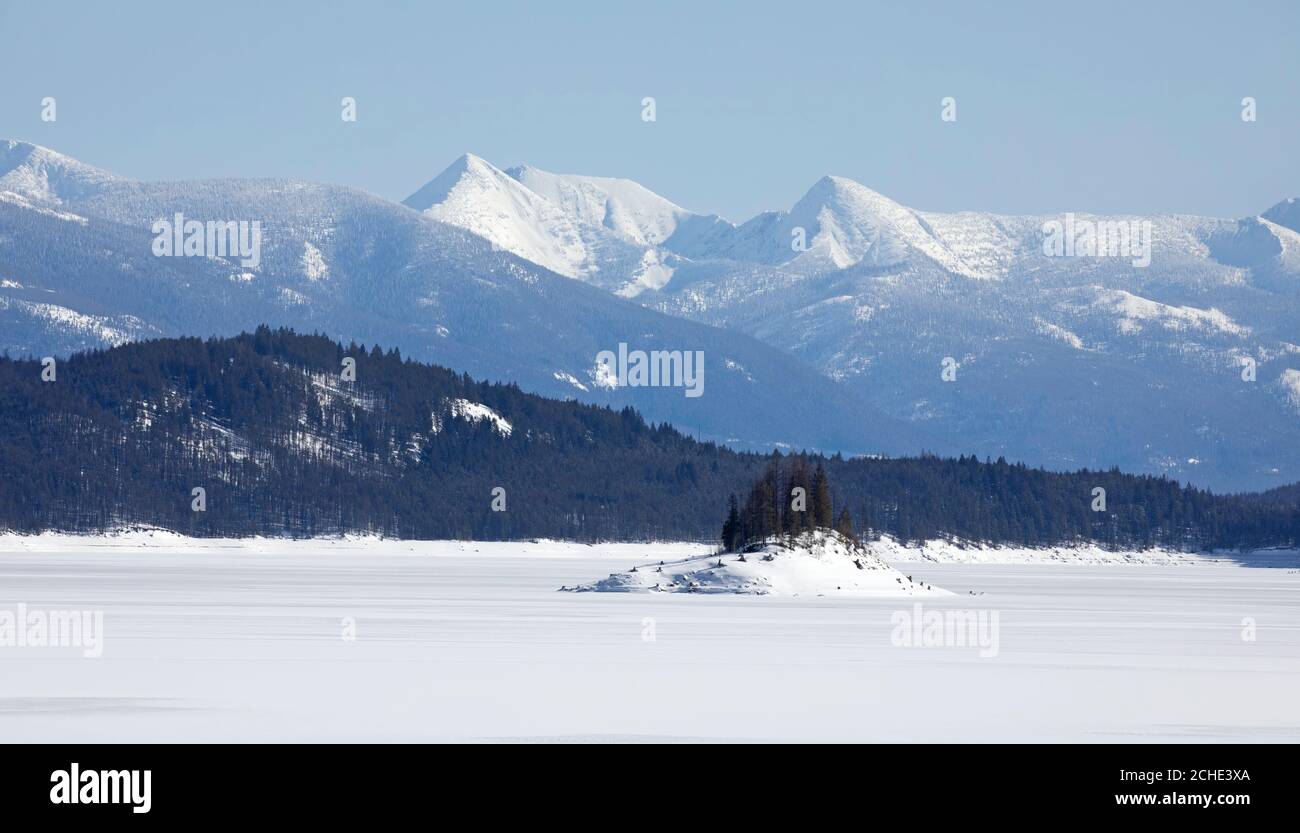 Hungry Horse Dam in Flathead National Forest on the Hungry Horse Reservoir in Montana, USA Stock Photo