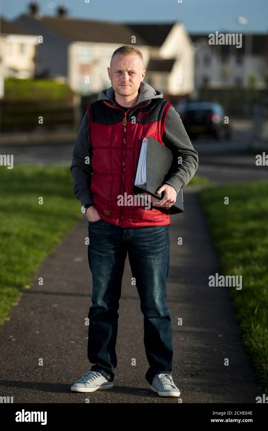 Loyalist activist Jamie Bryson. Mr Bryson, who claims police unlawfully seized his journalistic material linked to the Kingsmill massacre, has now received a request for the files from the coroner investigating the killings. Stock Photo